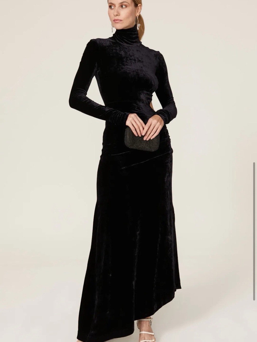A.L.C. Navy Velvet Long-Sleeve Cutout Evening Gown - Picture 2 of 9